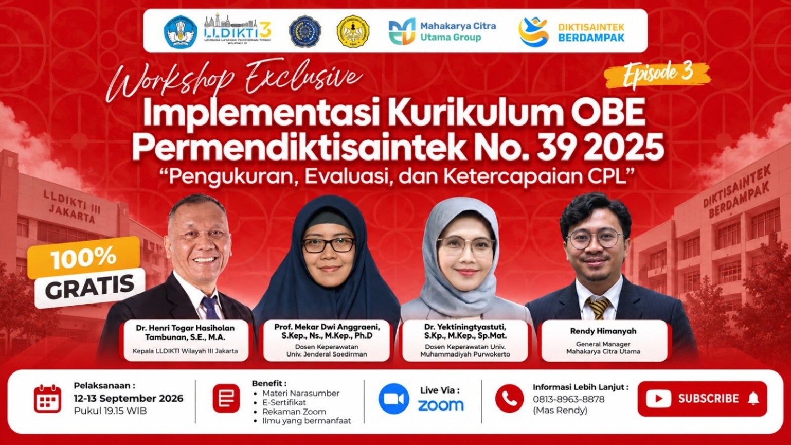 Workshop Implementasi Kurikulum OBE Episode 3 Mahakarya Citra Utama Group dengan 6.000 peserta